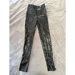 Fashion Nova Womens Black Faux Leather High Waisted Skinny Leggings XS Edgy